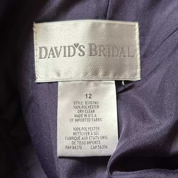 David’s bridal purple Satin strapless mini dress Sz 12 - Picture 3 of 12